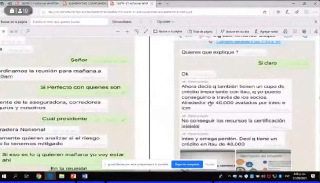 Chats de Luis Fernando Duque, representante de la unión temporal Centros Poblados
