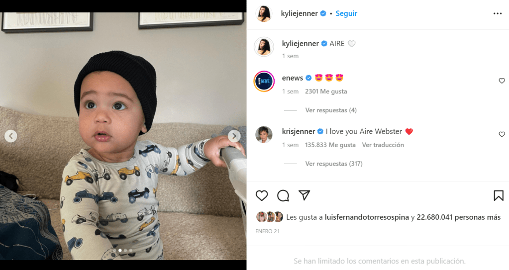 Hijo Kylie Jenner Aire