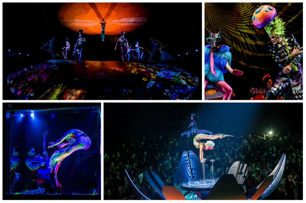 Imágenes del espectáculo "Séptimo día" del Circo del Sol, inspirado en la agrupación argentina Soda Stereo.