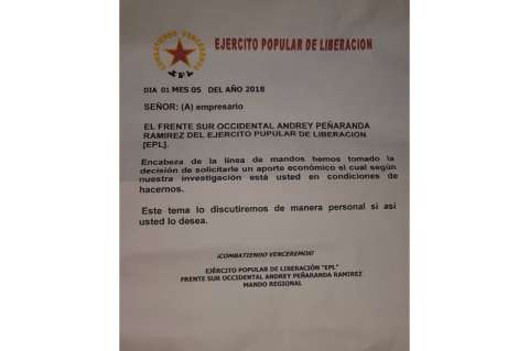 Comerciantes de Jamundí denuncian que el Epl los estaría extorsionando
