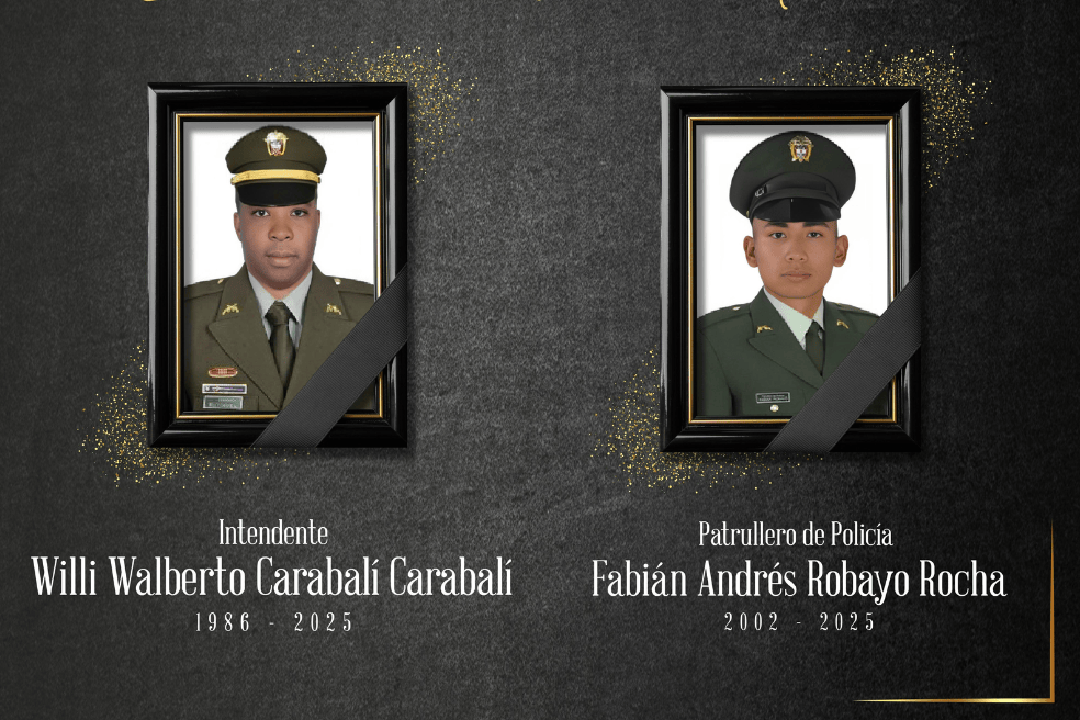 El intendente Willi Walberto Carabalí y del patrullero Fabián Andrés Robayo Rocha estaban almorzando en un establecimiento comercial almorzando, cuando fueron atacados por hombres armados.