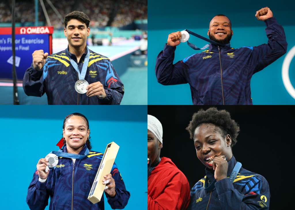 Ángel Barajas, Jeison López, Mari Leivis Sánchez y Tatiana Rentería, los medallistas colombianos en los Juegos Olímpicos de París 2024.