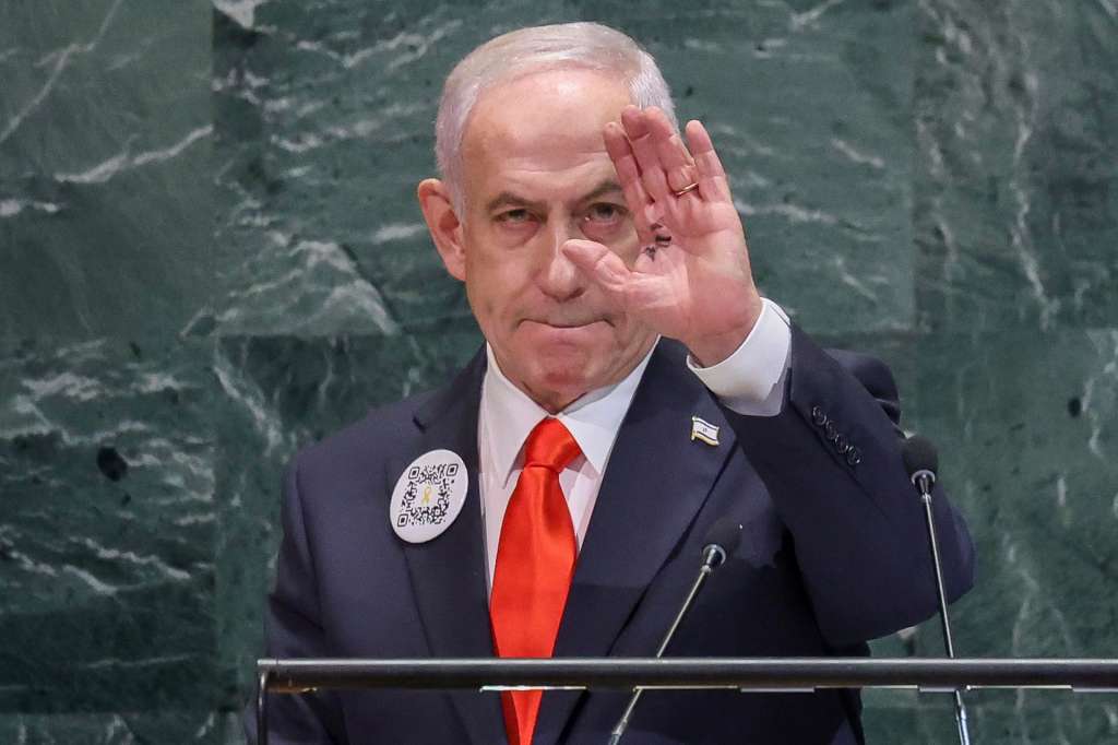 NEW YORK (United States), 26/09/2025.- Prime Minister of Israel Benjamin Netanyahu speaks during the General Debate of the 80th session of the United Nations General Assembly at United Nations headquarters in New York, New York, USA, 26 September 2025. (Nueva York) EFE/EPA/SARAH YENESEL