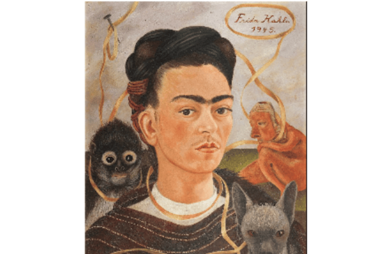 Autorretrato con changuito (1945)
“Cada tic-tac es un segundo de la vida que pasa, huye, y no se repite. Y hay en ella tanta intensidad, tanto interés, que el problema es solo saberla vivir. Que cada uno lo resuelva como pueda”: Frida Kahlo