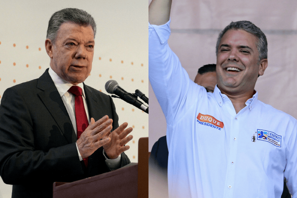 Juan Manuel Santos, actual mandatario, e Iván Duque, presidente electo. / Archivo y SIG