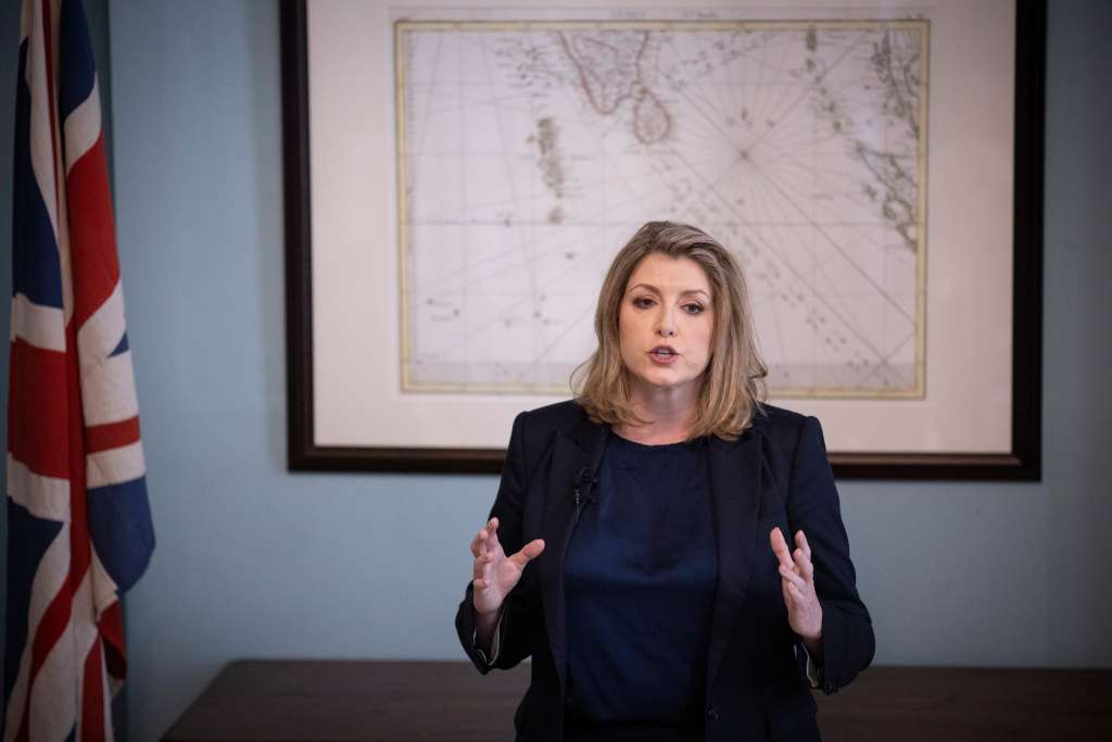 London (United Kingdom), 13/07/2022.- Former British Government Minister Penny Mordaunt at the Cinnamon Club as she launches her campaign for the leadership of the Conservative Party in London, Britain, 13 July 2022. The eight contenders face a vote by Tory MP's after securing 20 nominations in the initial phase. (Reino Unido, Londres) EFE/EPA/TOLGA AKMEN