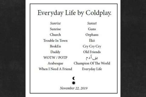 Este es el listado de canciones del nuevo álbum de Coldplay
