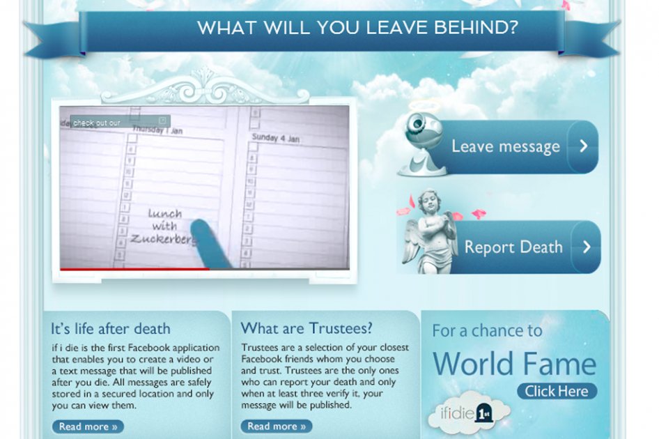 Imagen de la aplicación "If I Die" en Facebook.