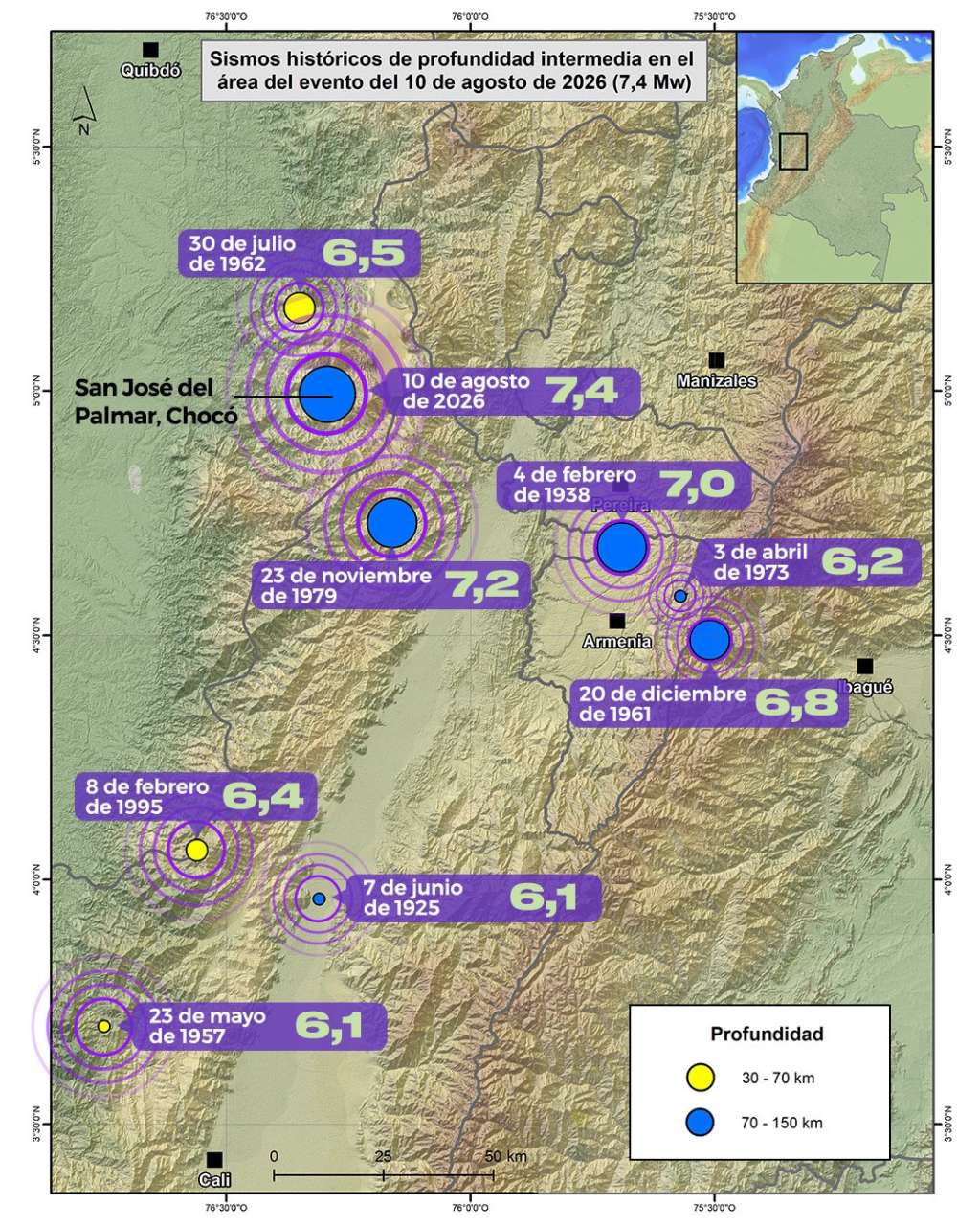 Terremotos cerca a San José del Palmar