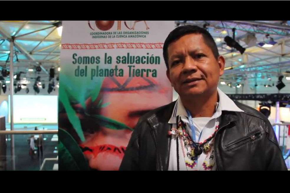 José Mirabal, del pueblo Curripaco de Venezuela, en la COP 23. / Coica