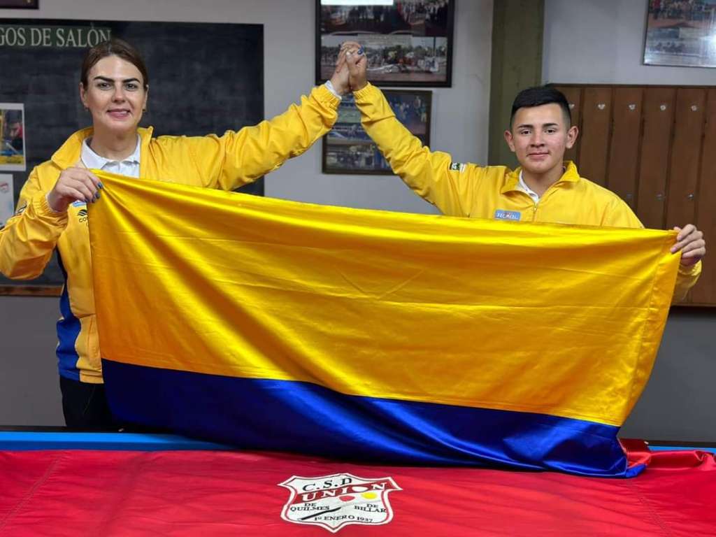 Claudia Lalinde y Mario Insignares, billaristas colombianos campeones del campeonato panamericano 2024 en Argentina.