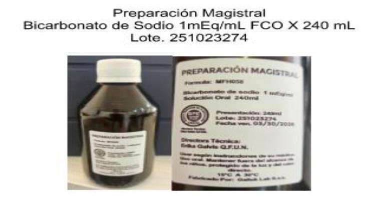 Uno de los productos es una fórmula magistral de bicarbonato de sodio.