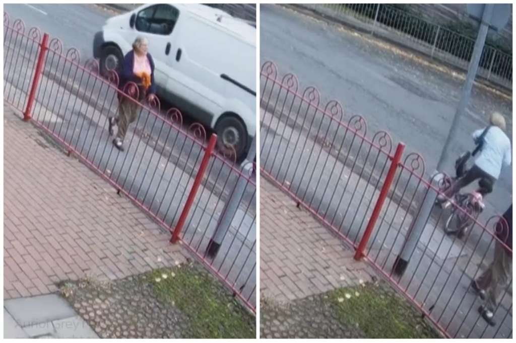 La peatona, Auriol Gray, insultó y empujó a la ciclista, Celia Ward, cuando se acercaba con su bicicleta.