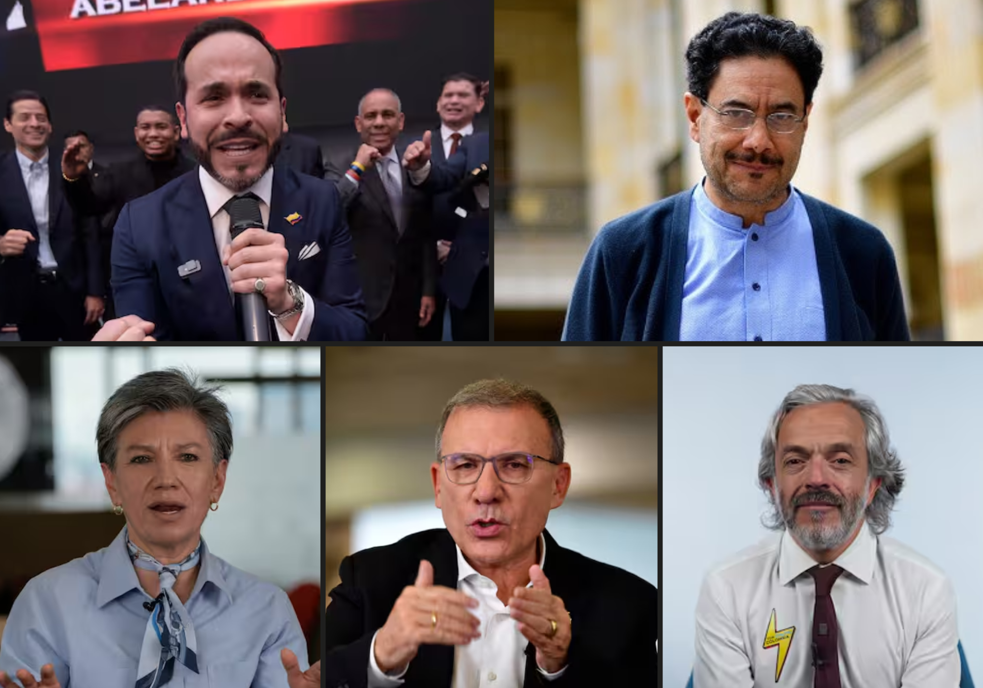 Abelardo de la Espriella, Iván Cepeda, Claudia López, Roy Barreras y Juan Daniel Oviedo.
