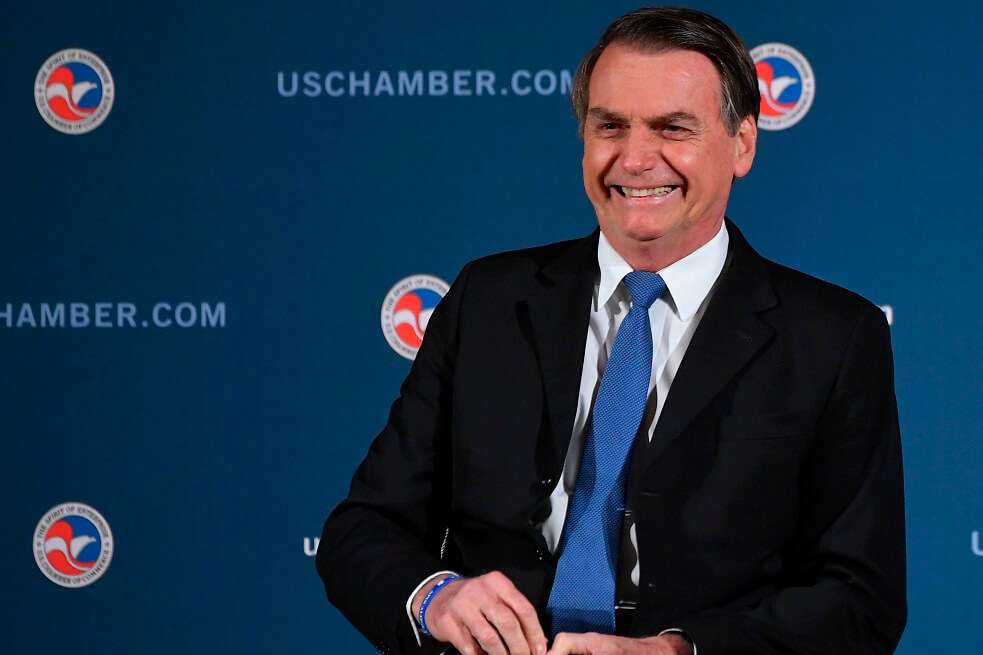 Jair Bolsonaro, presidente de Brasil, durante su visita a Estados Unidos para estrechar lazos con el mandatario norteamericano Donald Trump. / AFP