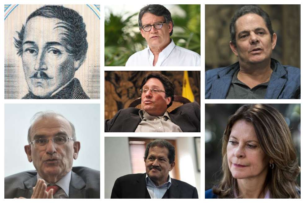 Arriba de izquierda a derecha: Francisco de Paula Santander – Gustavo Bell – Germán Vargas Lleras /Abajo: Humberto de la Calle – Francisco Santos – Angelino Garzón – Marta Lucía Ramírez. /Fotos: Archivo Particular - Presidencia