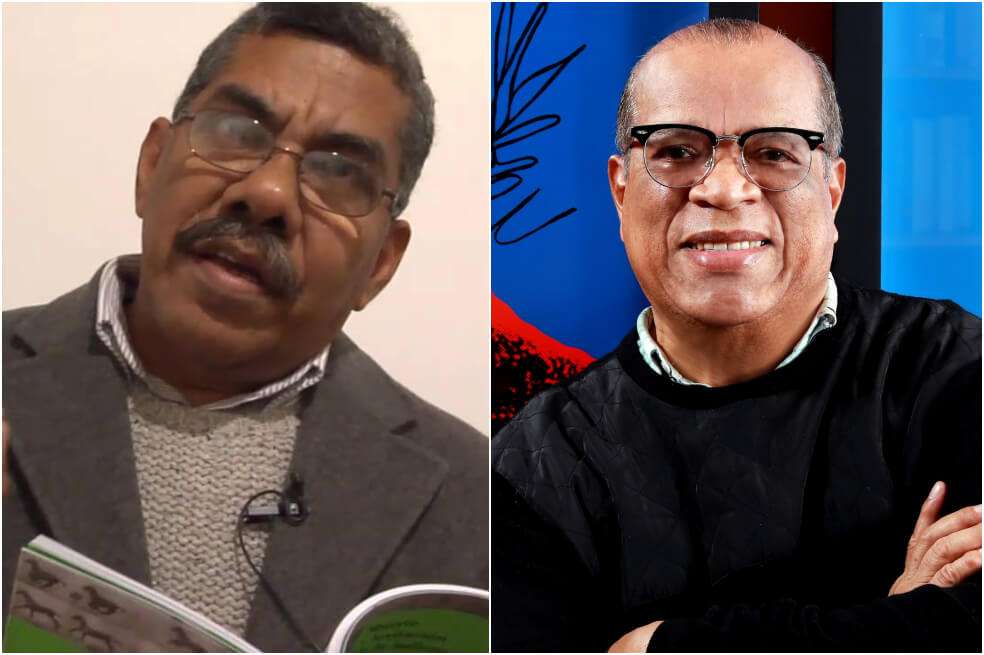 El destacado poeta Rómulo Bustos y Álvaro Barrios, autor de la imagen 2020. / Cortesía