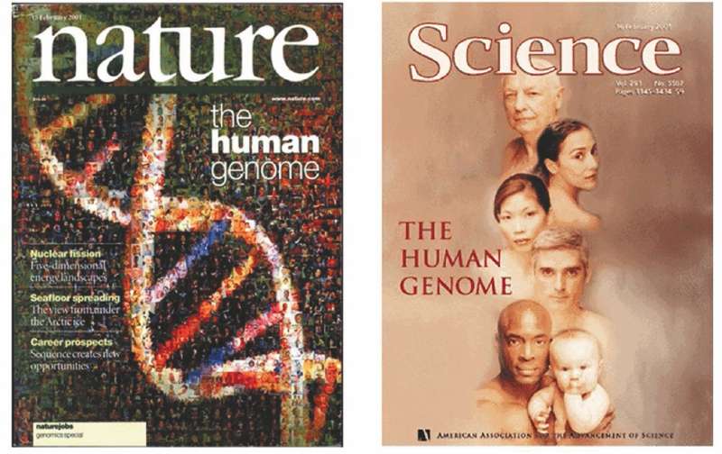 Portadas de las revistas “Nature” y “Science” cuando publicaron los artículos en febrero de 2001.