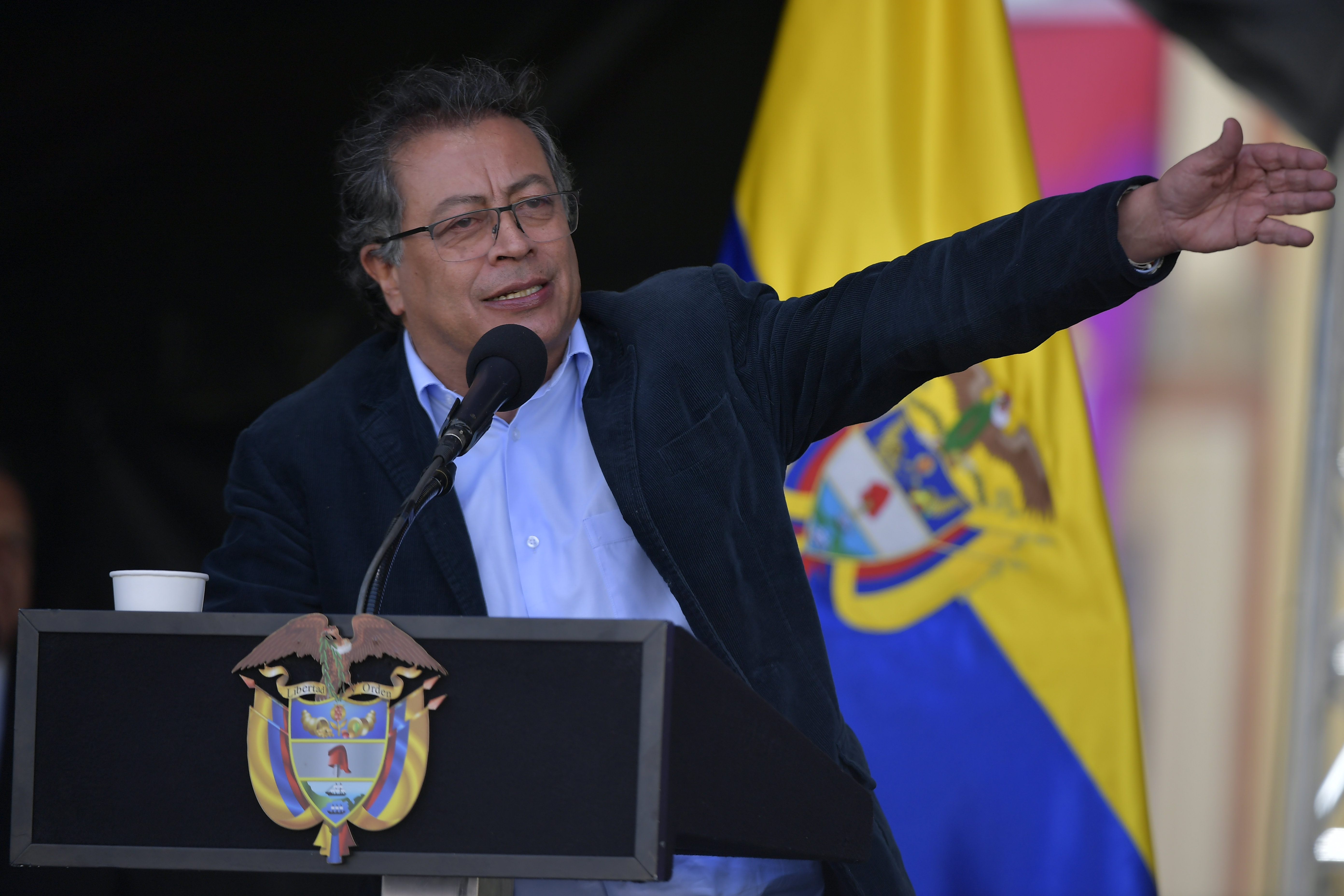 Presidente de la República, durante la concentración en la Plaza de Bolívar para defender la reforma pensional.