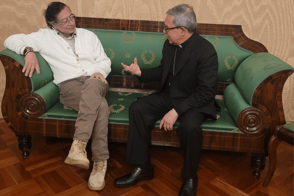 El presidente Gustavo Petro y el cardenal Luis José Rueda se reunieron en la noche de este 10 de junio en la Casa de Nariño.