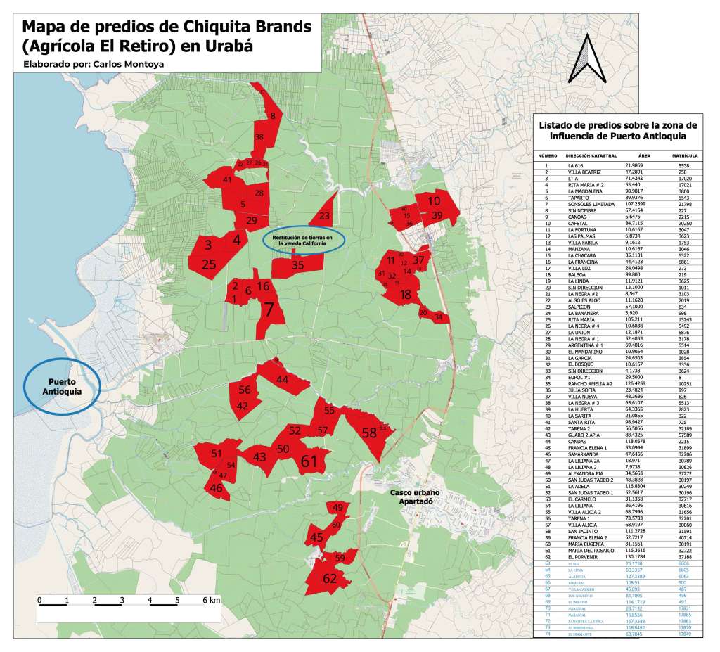 Mapa agrícola de El Retiro, Urabá