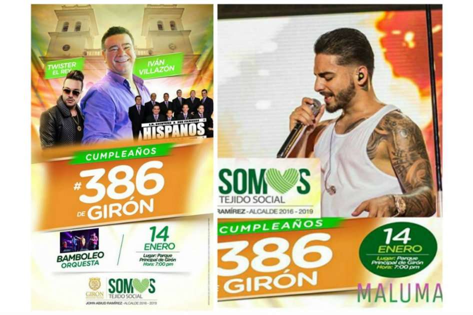 El post oficial de la Alcaldía de Girón y el post falso. / Facebook Alcaldía de Girón
