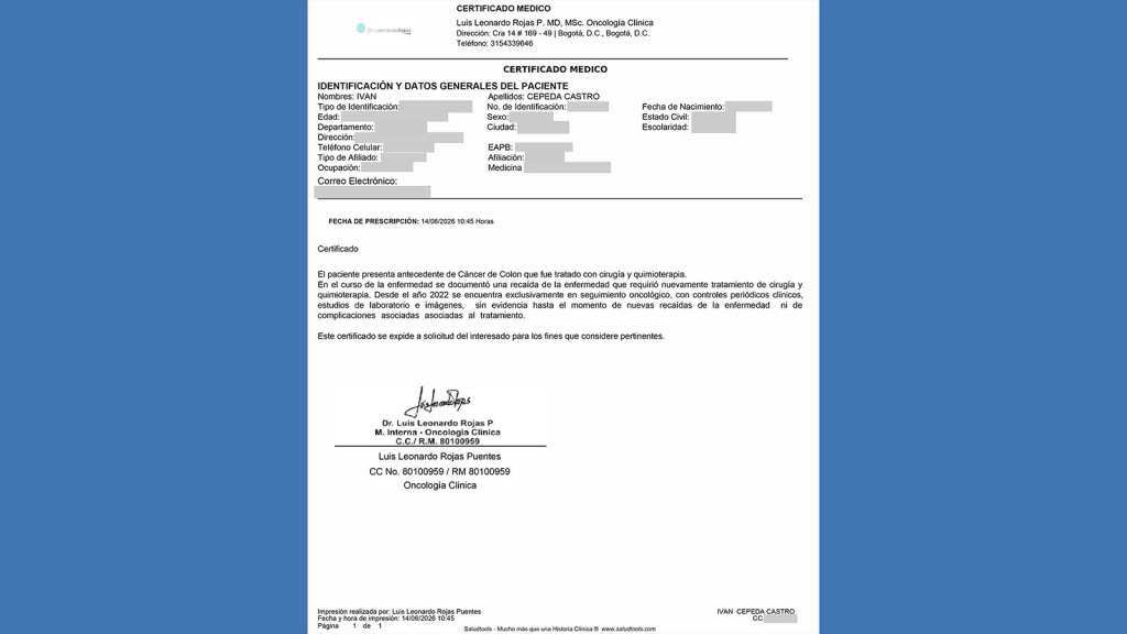 Certificado médico Cepeda.