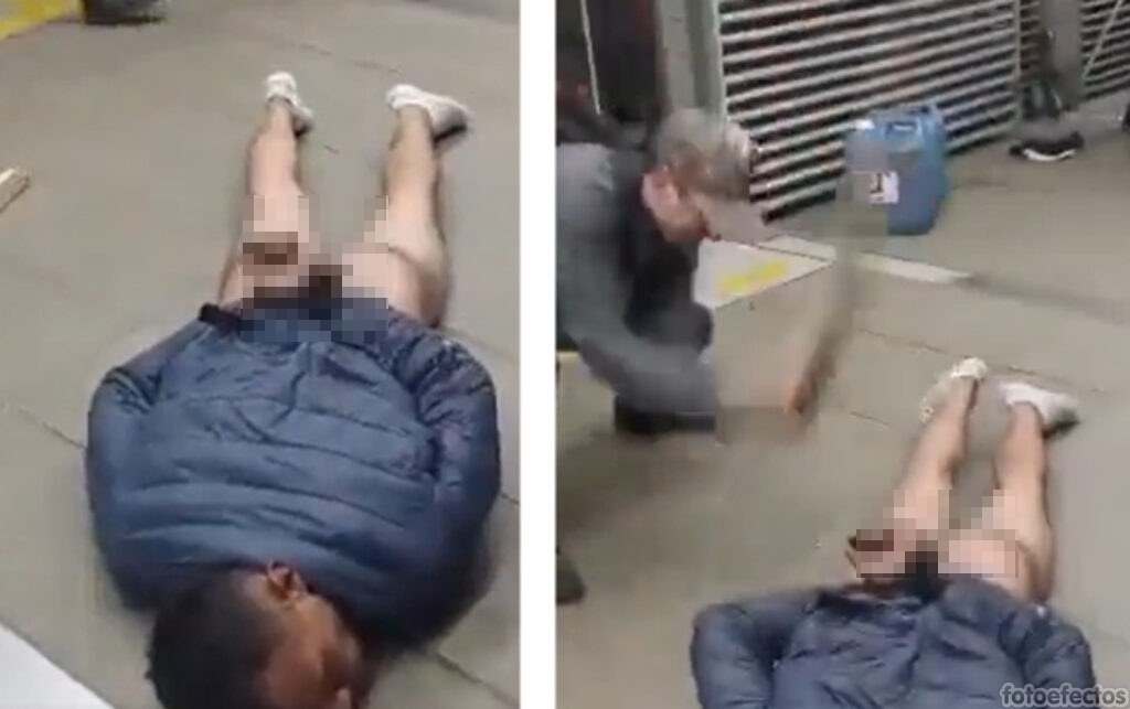 Desnudo y golpeado, así terminó presunto delincuente en estación de Transmilenio.