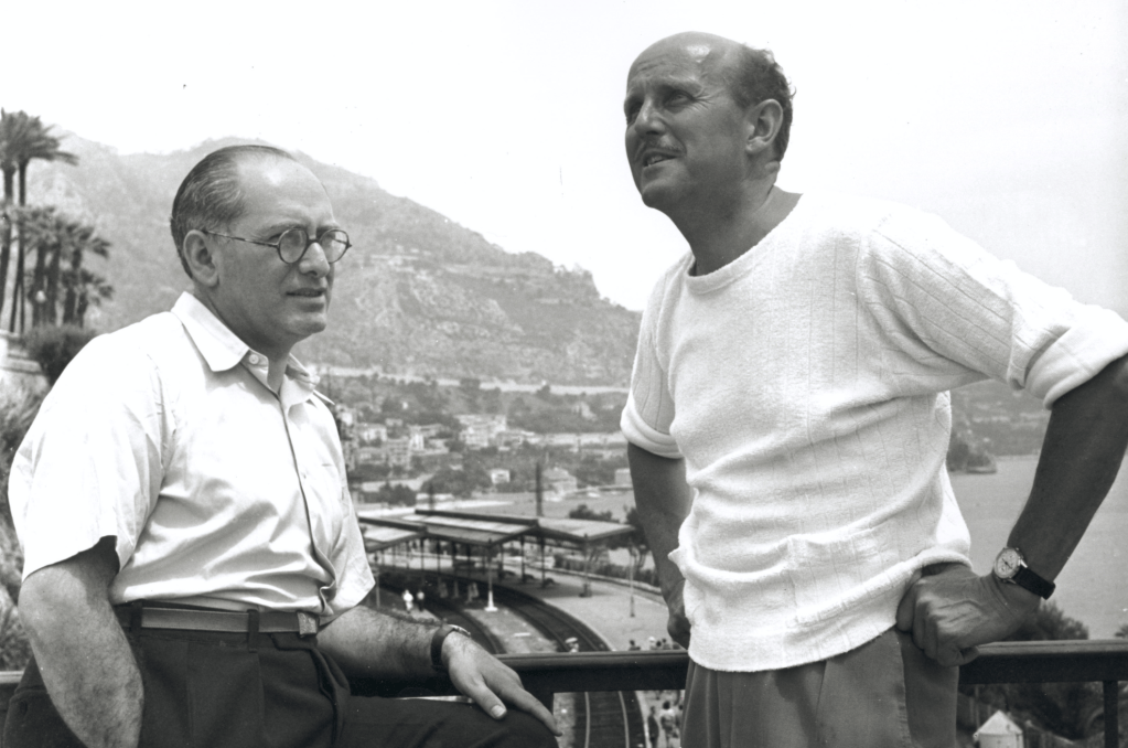 Emeric Pressburger y Michael Powell en el set de "Las zapatillas rojas" (1948).