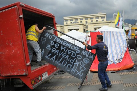 En el Campamento por la Paz temen ser desalojados por el Esmad