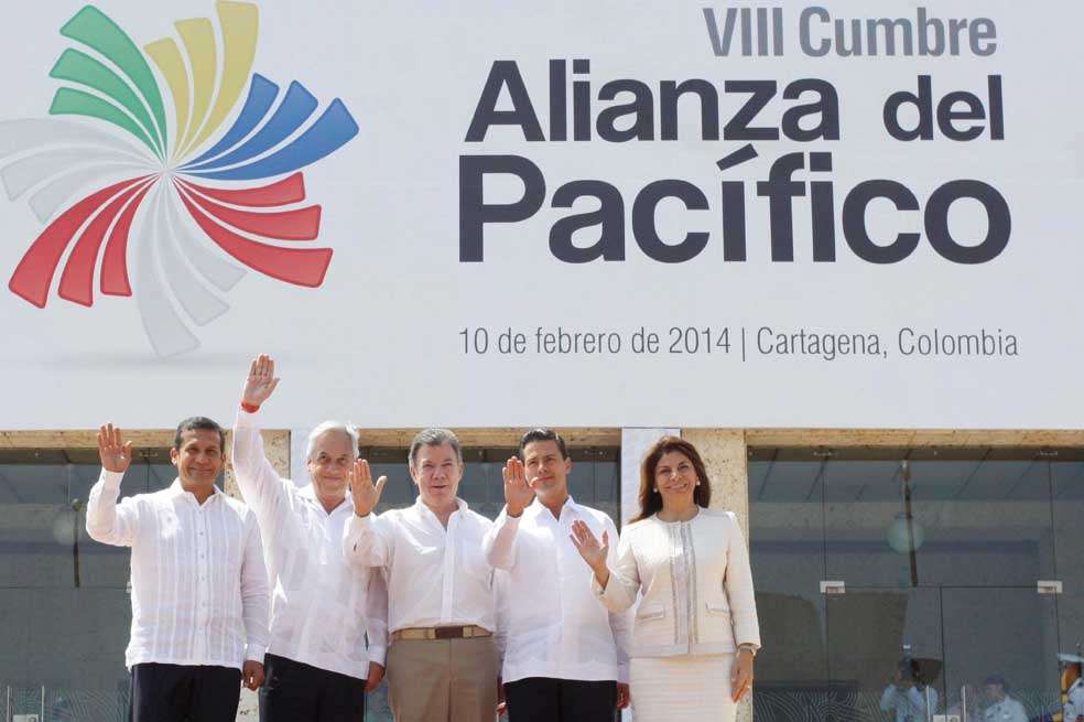 Los presidentes de Perú, Ollanta Humala; Chile, Sebastián Piñera; Colombia, Juan Manuel Santos; México, Enrique Peña, y Costa Rica, Laura Chinchilla. / Cancillería