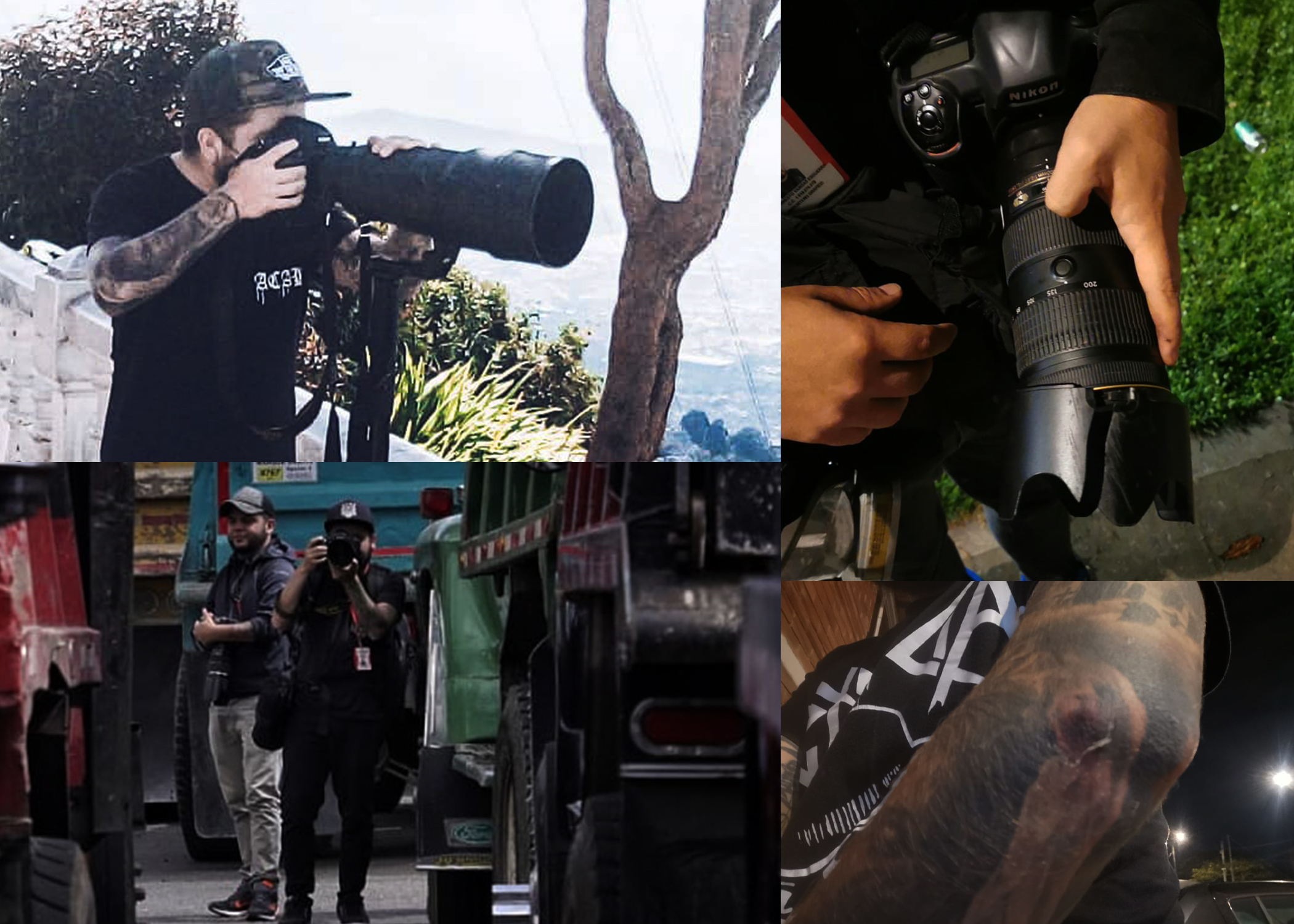 El fotógrafo resulto herido y el lente de su cámara fue averiado.