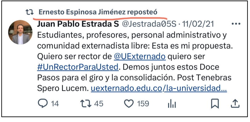 Otro de los tweets señalados por la defensa de Álvaro Leyva.