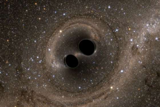 Representación de dos agujeros negros fusionándose. /Foto: LIGO
