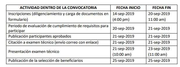 ¿Cuáles son las fechas de la convocatoria?¿En qué consta el proceso de selección?MinTIC conformará un comité de revisión de los registros, con el fin de verificar la postulación del aspirante, deben cumplir con la totalidad de los requisitos para pasar a la siguiente fase de evaluación.