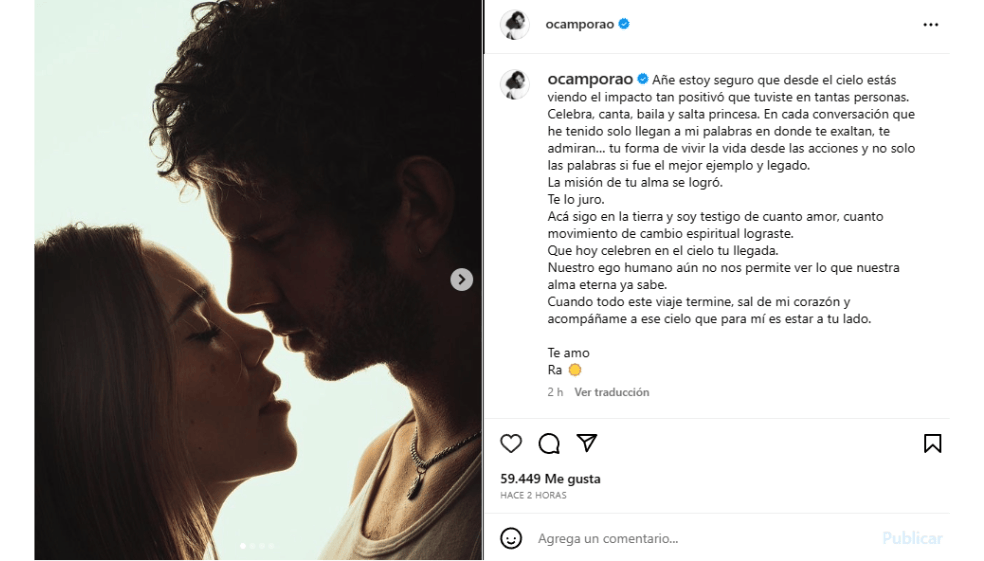 Novio de Alejandra Villafañe envió duro mensaje: “Que celebre el cielo tu llegada”