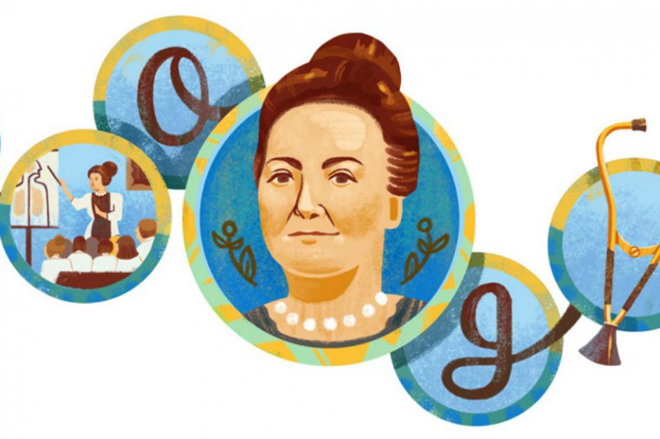 Doodle de Google con motivo del 157 aniversario del nacimiento de Cecilia Grierson.