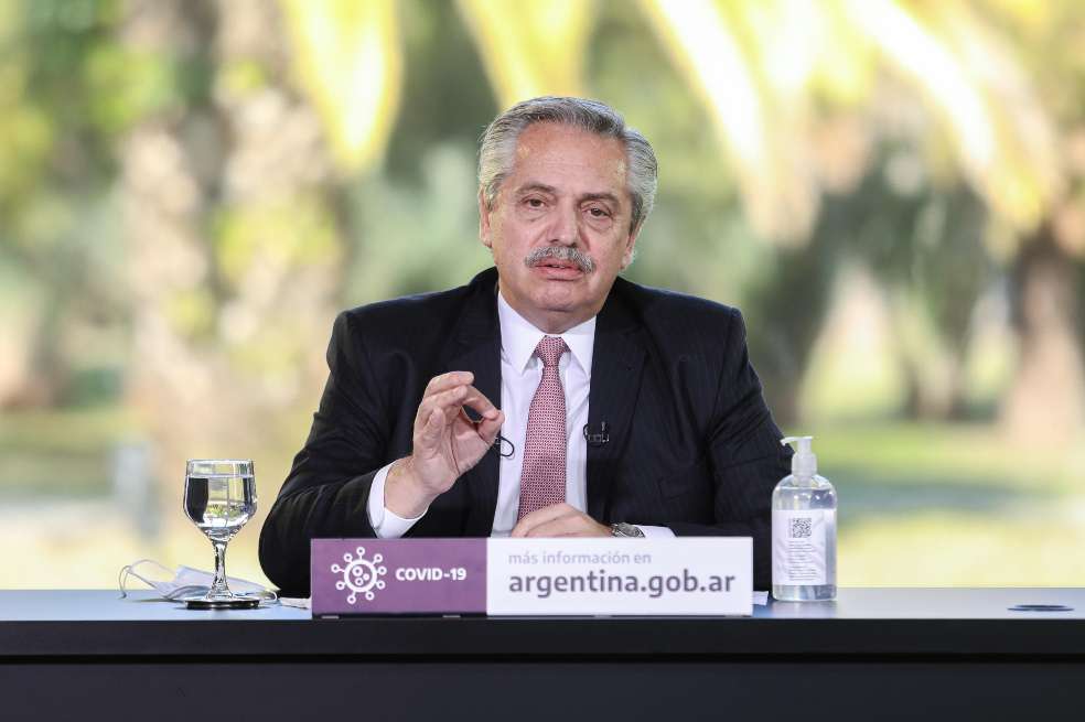 Presidente de Argentina, Alberto Fernández, durante una rueda de prensa en Buenos Aires.
