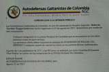Panfleto atribuido a las Autodefensas Gaitanistas anuncia plan pistola “por toda Colombia”