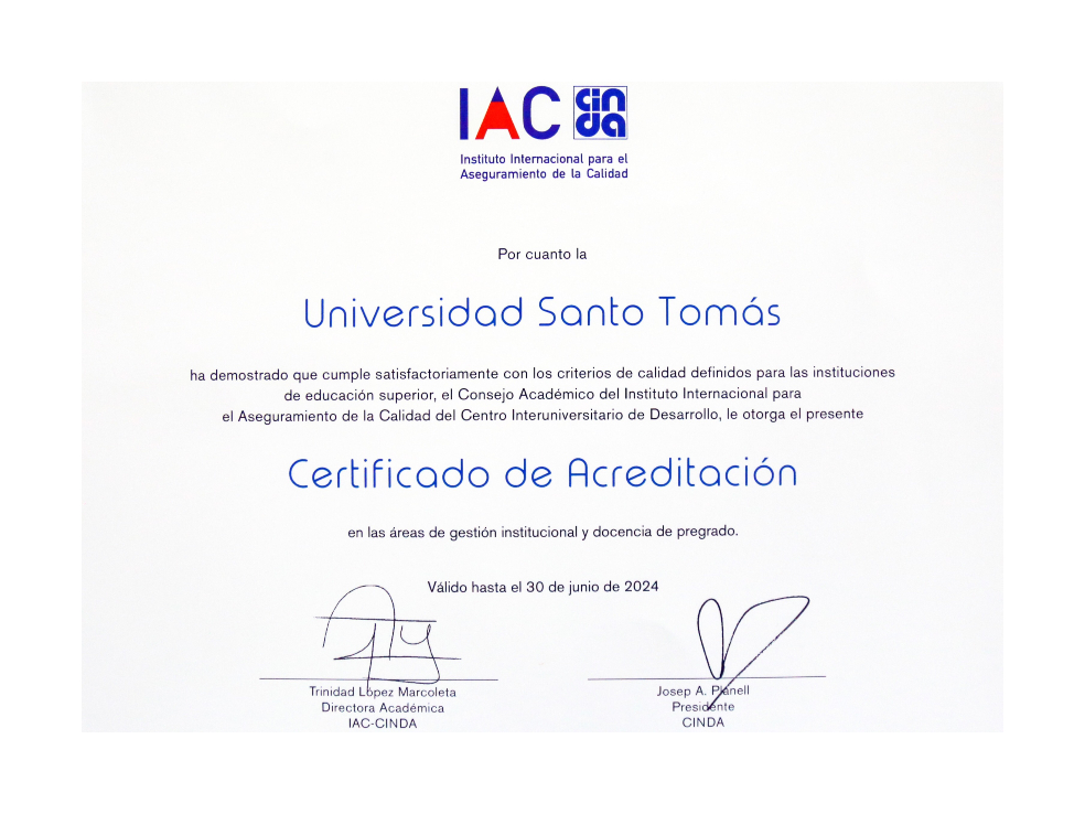 Así mismo, el rector general agradece a estudiantes, egresados, docentes, directivos administrativos y académicos, colaboradores administrativos y, en general, a toda la familia tomasina por contribuir para alcanzar este logro.