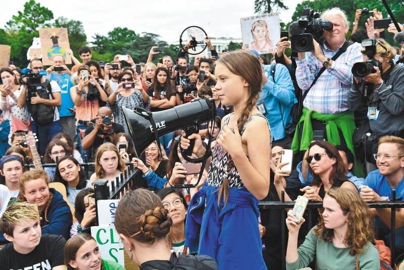 En los últimos días, Greta Thunberg ha liderado manifestaciones frente a la Casa Blanca reclamando acciones frente al cambio climático. / Nicholas Kamm - AFP