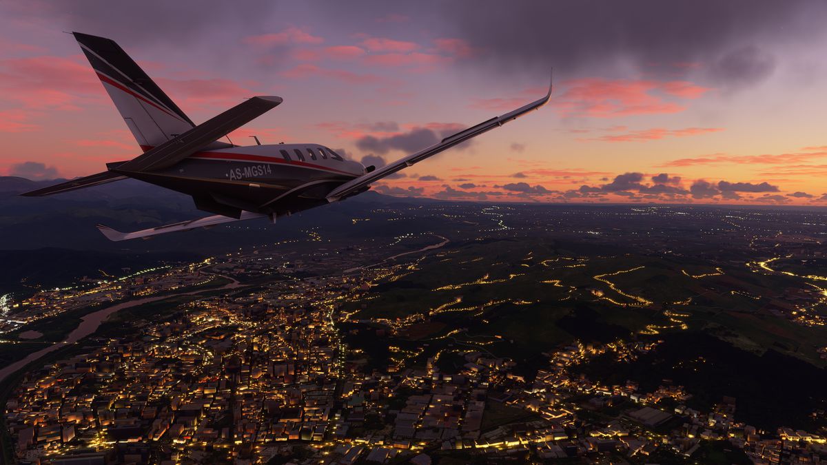 Una de las vistas panorámicas que ofrece la serie de juegos Microsoft Flight Simulator.