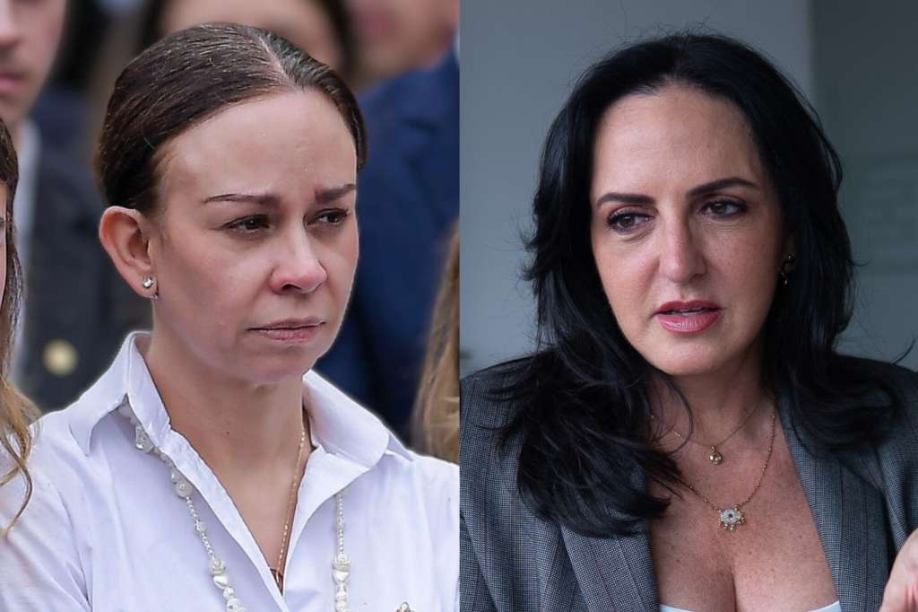 Esposa de Miguel Uribe, María Claudia Tarazona, y senadora y precandidata María Fernanda Cabal.