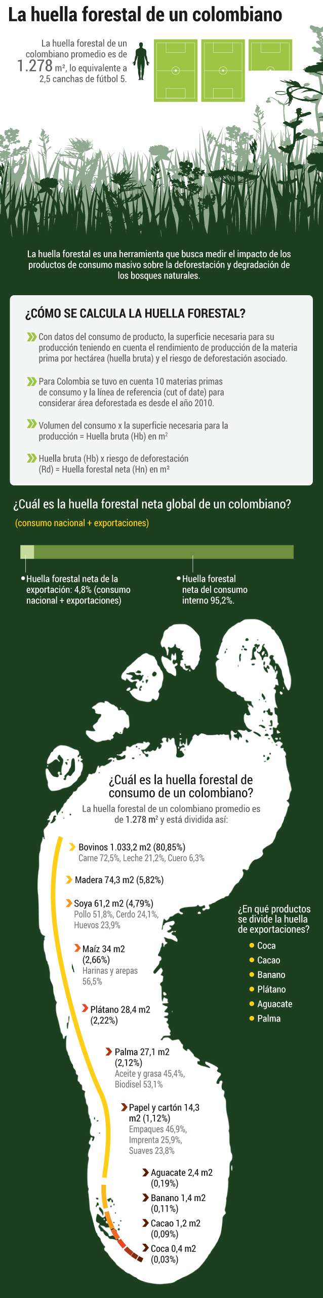 Esta es la huella forestal de un colombiano.