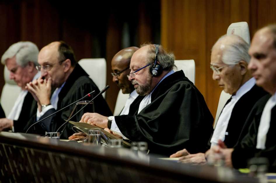 Lectura de la sentencia de excepciones preliminares el pasado jueves en La Haya. / EFE