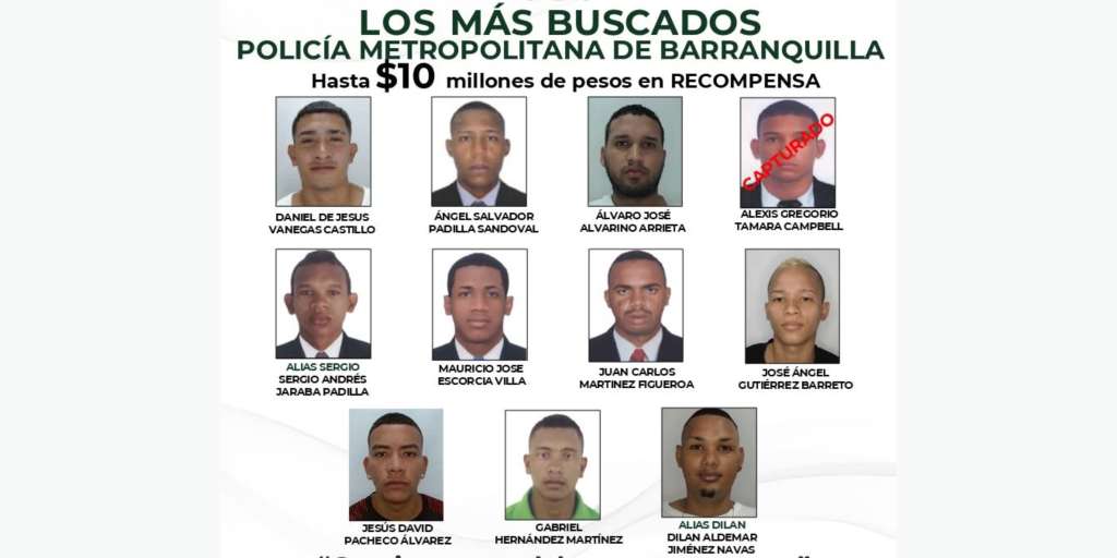 Cartel de los más buscados de Barranquilla