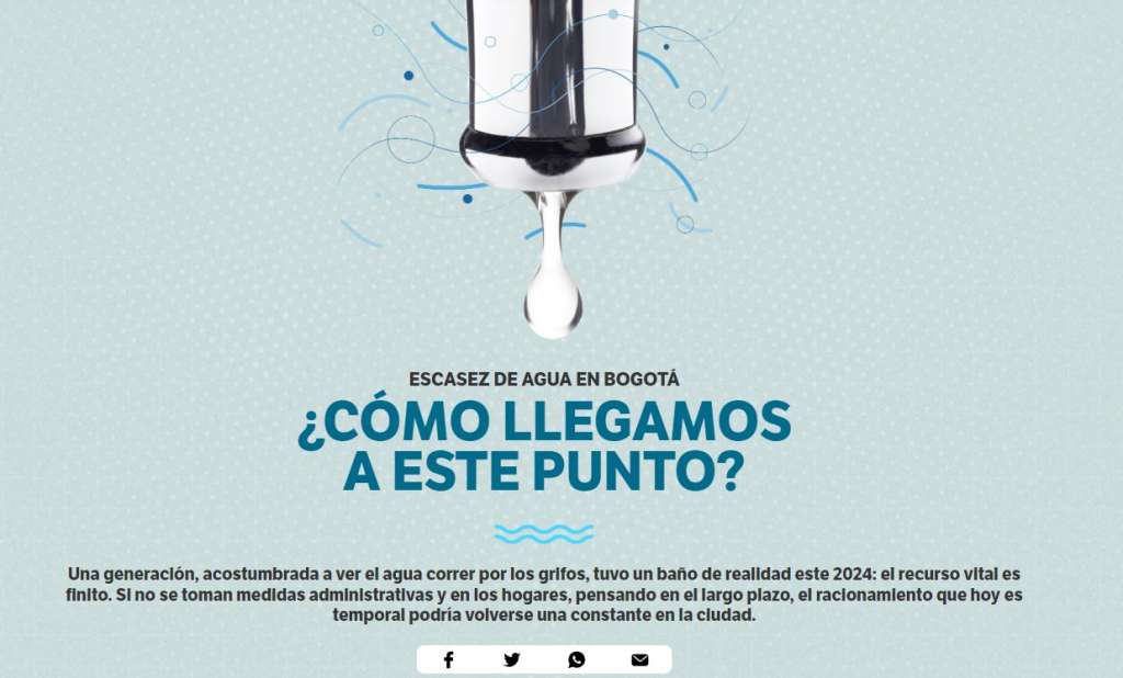Landing del especial 'Escasez Agua en Bogotá, ¿Cómo llegamos a este punto?
