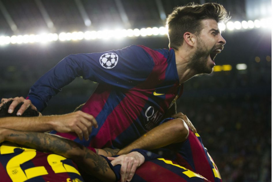 Gerard Piqué celebra uno de los goles del Barcelona en la semifinal de ida contra el Bayern Múnich. Foto: EFE