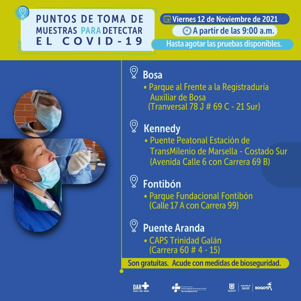 ¿Dónde hay pruebas gratuitas para Covid-19 este viernes en Bogotá?