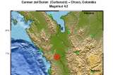 Temblor en Colombia: se reportó un sismo de 4,2 de magnitud en Chocó